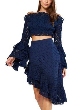 MISA Navy Eyelet Two Piece Set NWT